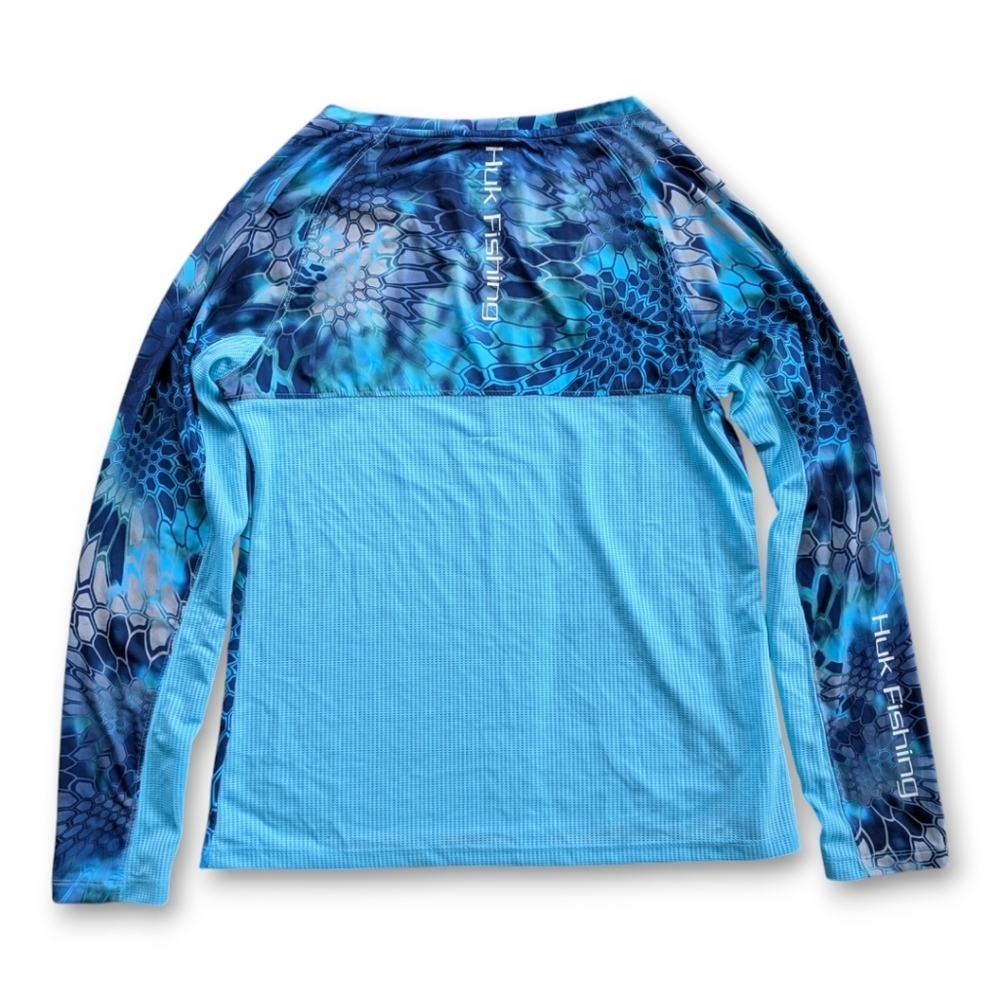 Huk Kryptek Pontus Performance Fishing Long Sleeve Shirt V-neck‎ Women's Sz L - Picture 3 of 8
